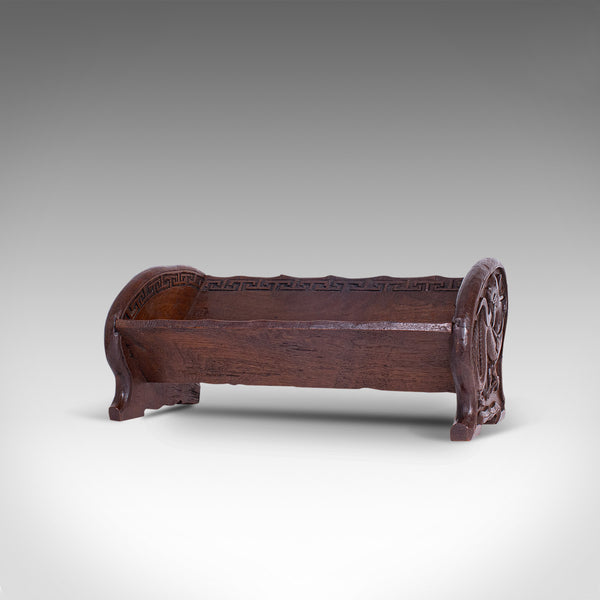 Antique Carved Book Stand, Oriental, Mahogany, Rack, Dragon Motif, 19th Century