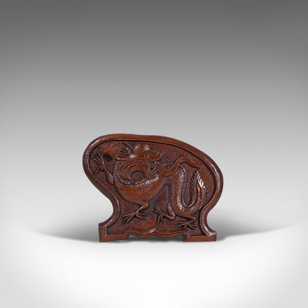 Antique Carved Book Stand, Oriental, Mahogany, Rack, Dragon Motif, 19th Century
