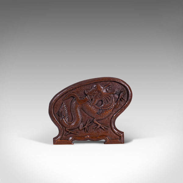Antique Carved Book Stand, Oriental, Mahogany, Rack, Dragon Motif, 19th Century