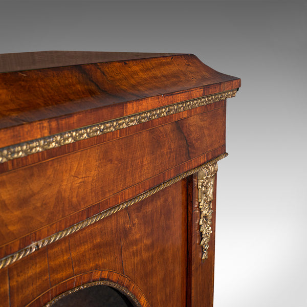 Antique Display Bookcase, English, Walnut, Boxwood, Empire, Cabinet, Regency