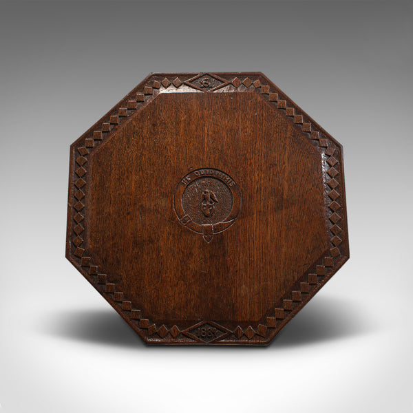 Antique Revolving Table Top Platter, Oak, Lazy Susan, Ecclesiastical, Victorian