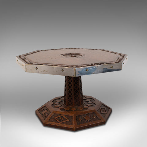 Antique Revolving Table Top Platter, Oak, Lazy Susan, Ecclesiastical, Victorian