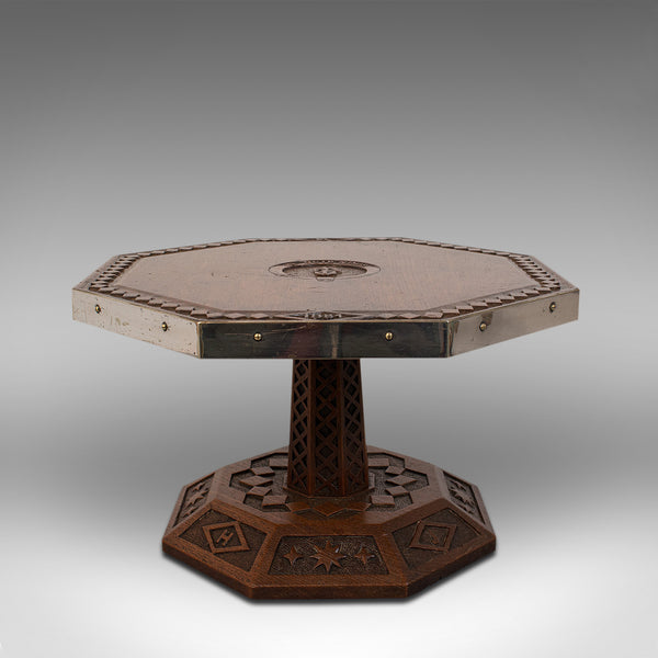 Antique Revolving Table Top Platter, Oak, Lazy Susan, Ecclesiastical, Victorian