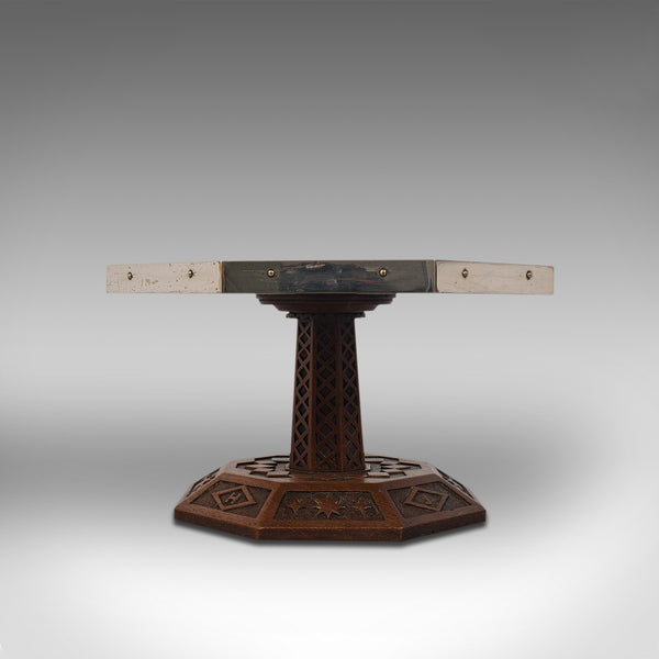 Antique Revolving Table Top Platter, Oak, Lazy Susan, Ecclesiastical, Victorian