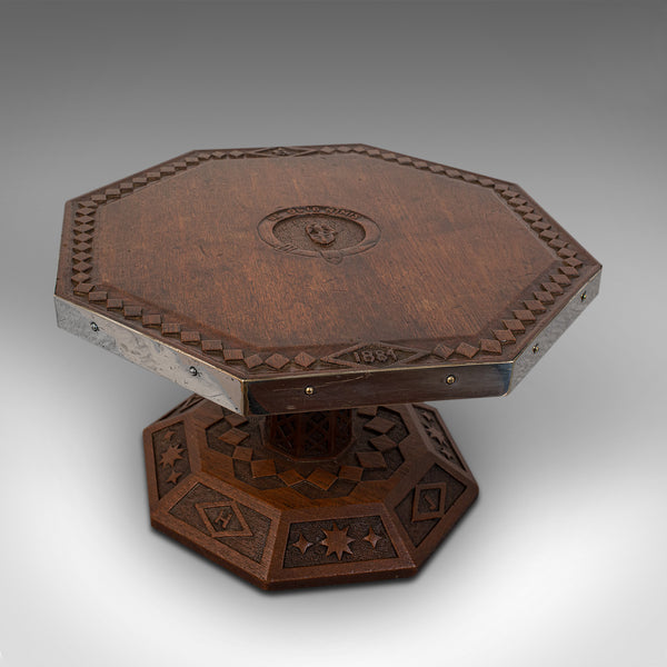 Antique Revolving Table Top Platter, Oak, Lazy Susan, Ecclesiastical, Victorian