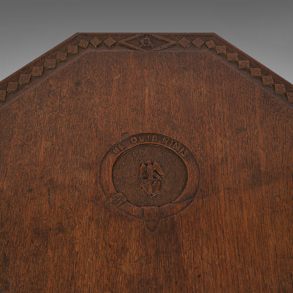 Antique Revolving Table Top Platter, Oak, Lazy Susan, Ecclesiastical, Victorian