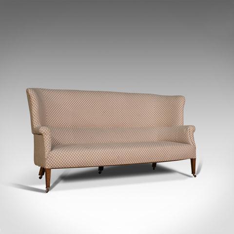 Antique Wing Sofa, English, Settee, Quality Upholstery, Mahogany, Edwardian