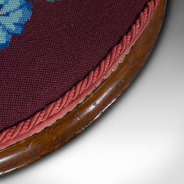 Pair of Antique Footstools, English, Walnut, Needlepoint, Rest, Victorian C.1860