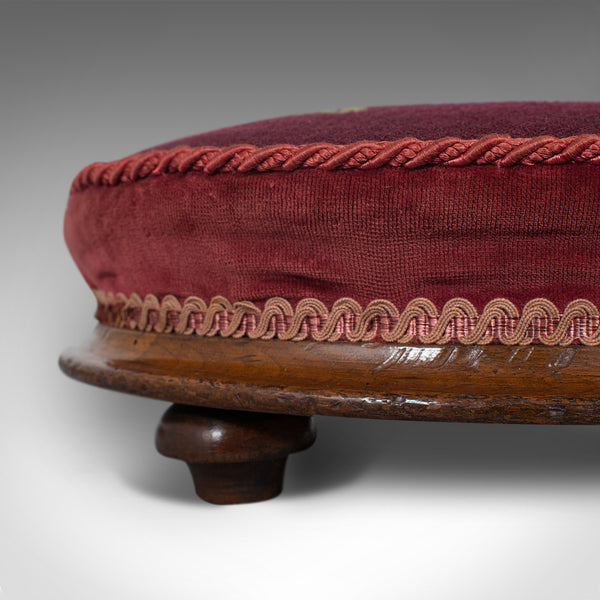 Pair of Antique Footstools, English, Walnut, Needlepoint, Rest, Victorian C.1860