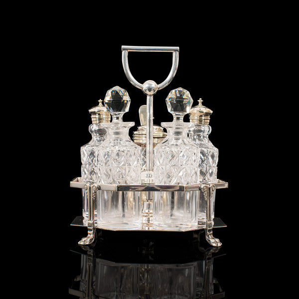Antique Condiment Serving Set, English, Silver Plate, Table, Ashbury, Edwardian
