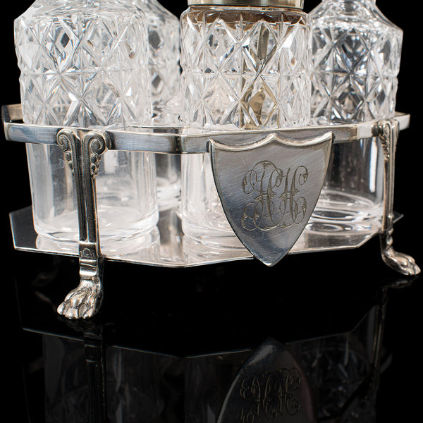 Antique Condiment Serving Set, English, Silver Plate, Table, Ashbury, Edwardian