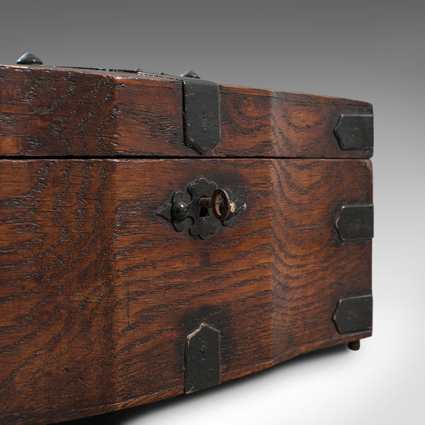 Antique Tea Box, English, Oak, Iron, Connoisseur Caddy, Case, Georgian, C.1800