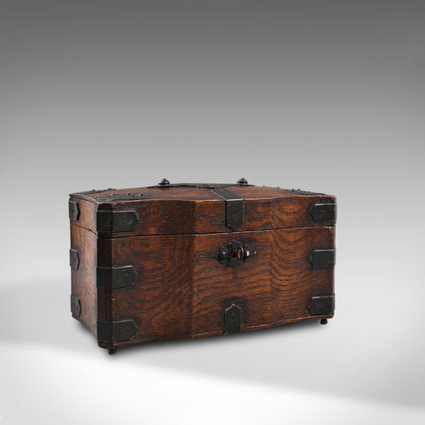 Antique Tea Box, English, Oak, Iron, Connoisseur Caddy, Case, Georgian, C.1800
