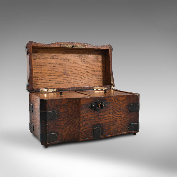 Antique Tea Box, English, Oak, Iron, Connoisseur Caddy, Case, Georgian, C.1800