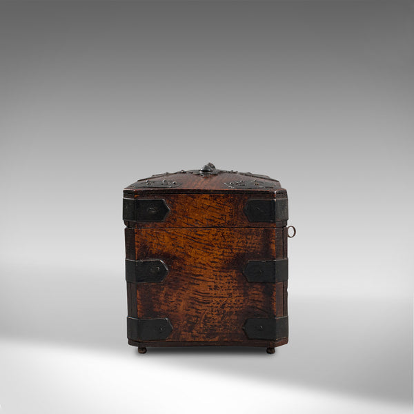 Antique Tea Box, English, Oak, Iron, Connoisseur Caddy, Case, Georgian, C.1800