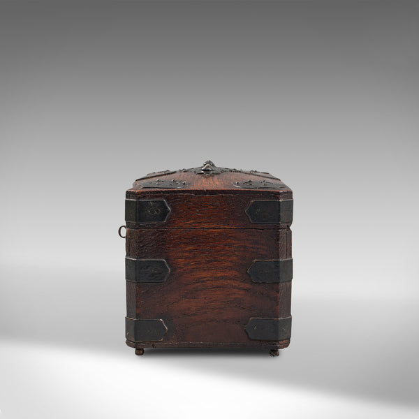 Antique Tea Box, English, Oak, Iron, Connoisseur Caddy, Case, Georgian, C.1800