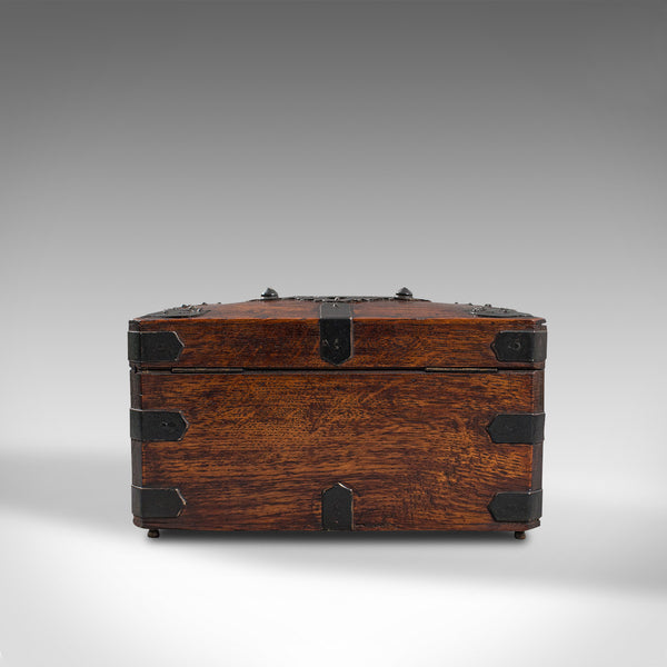 Antique Tea Box, English, Oak, Iron, Connoisseur Caddy, Case, Georgian, C.1800