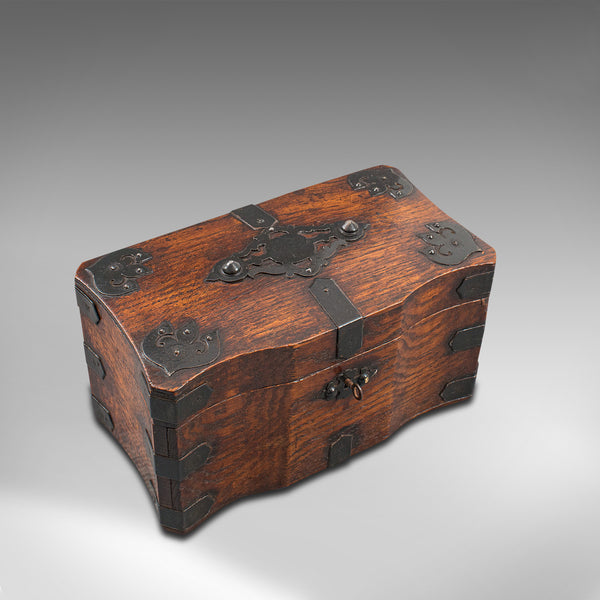 Antique Tea Box, English, Oak, Iron, Connoisseur Caddy, Case, Georgian, C.1800