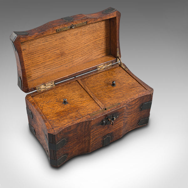 Antique Tea Box, English, Oak, Iron, Connoisseur Caddy, Case, Georgian, C.1800