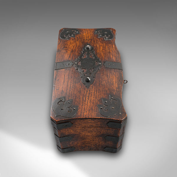 Antique Tea Box, English, Oak, Iron, Connoisseur Caddy, Case, Georgian, C.1800
