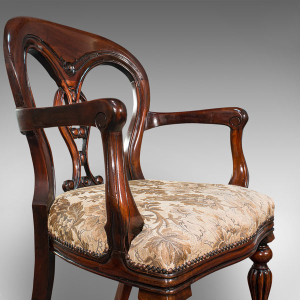 Vintage Dining Chair Set, English, Mahogany, Carver, 6, Regency Revival, C.20th