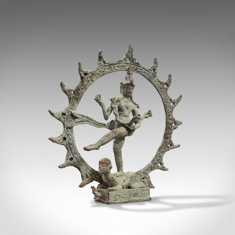 Antique Shiva Nataraja Figure, Indian, Chola Bronze, Mystic Statue, 17th Century