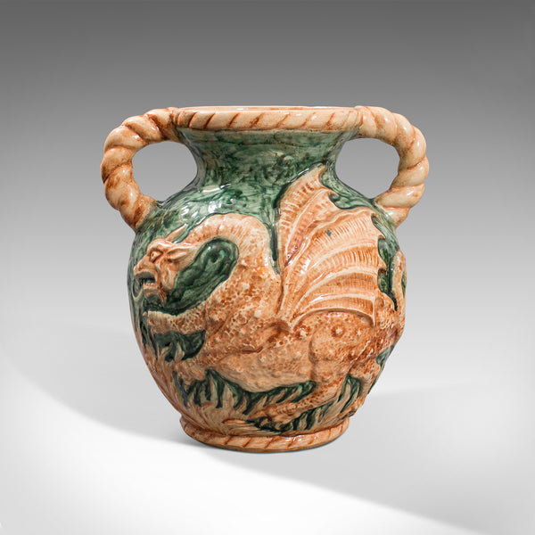 Antique Decorative Vase, Continental, Ceramic, Baluster Urn, Dragon, Victorian