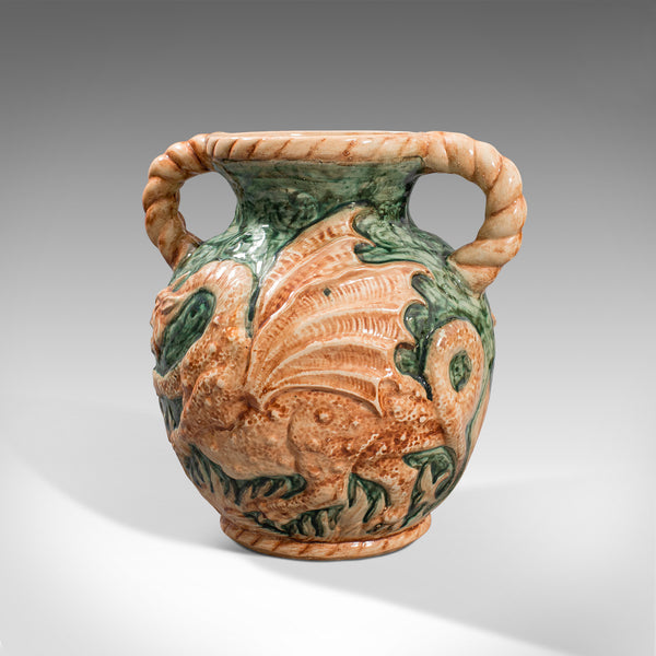Antique Decorative Vase, Continental, Ceramic, Baluster Urn, Dragon, Victorian