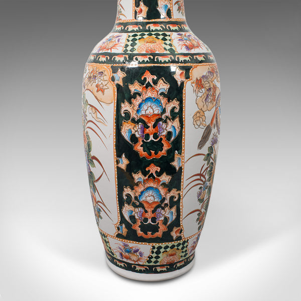 Tall Vintage Decorative Flower Vase, Oriental, Ceramic, Baluster Urn, Art Deco