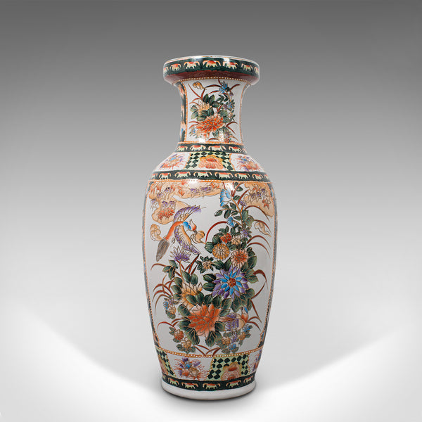 Tall Vintage Decorative Flower Vase, Oriental, Ceramic, Baluster Urn, Art Deco