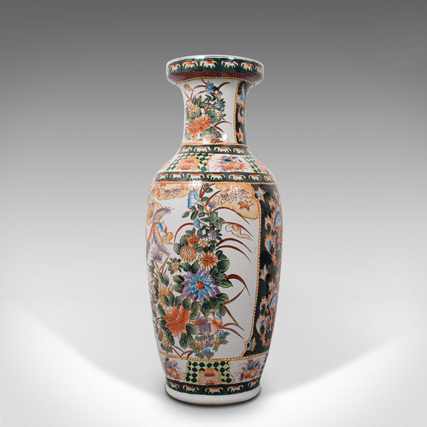 Tall Vintage Decorative Flower Vase, Oriental, Ceramic, Baluster Urn, Art Deco