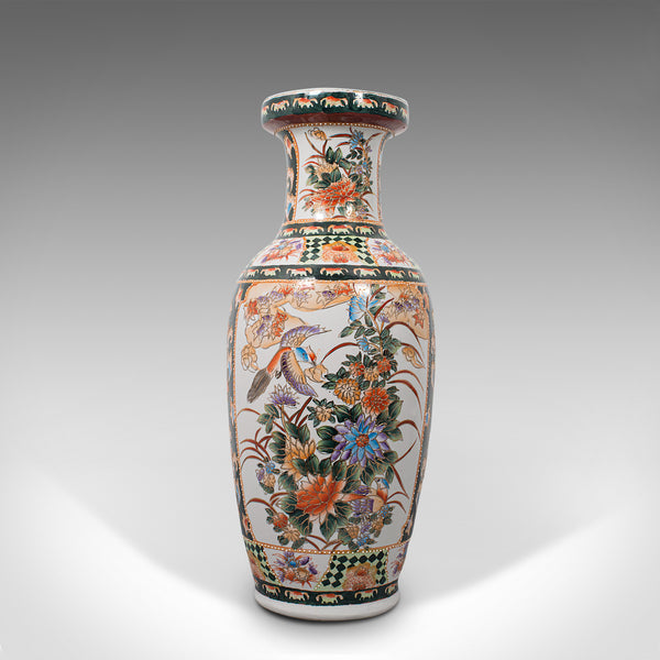 Tall Vintage Decorative Flower Vase, Oriental, Ceramic, Baluster Urn, Art Deco