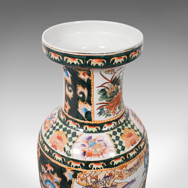 Tall Vintage Decorative Flower Vase, Oriental, Ceramic, Baluster Urn, Art Deco