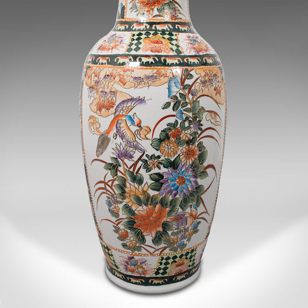 Tall Vintage Decorative Flower Vase, Oriental, Ceramic, Baluster Urn, Art Deco