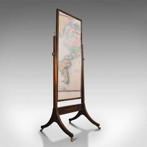 Antique Dressing Mirror, English, Oak, Glass, Bedroom, Cheval, Edwardian, C.1910