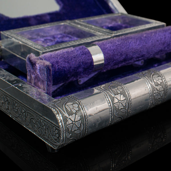 Vintage Decorative Jewellery Box, Indian Silver, Vanity Case, Late 20th Century