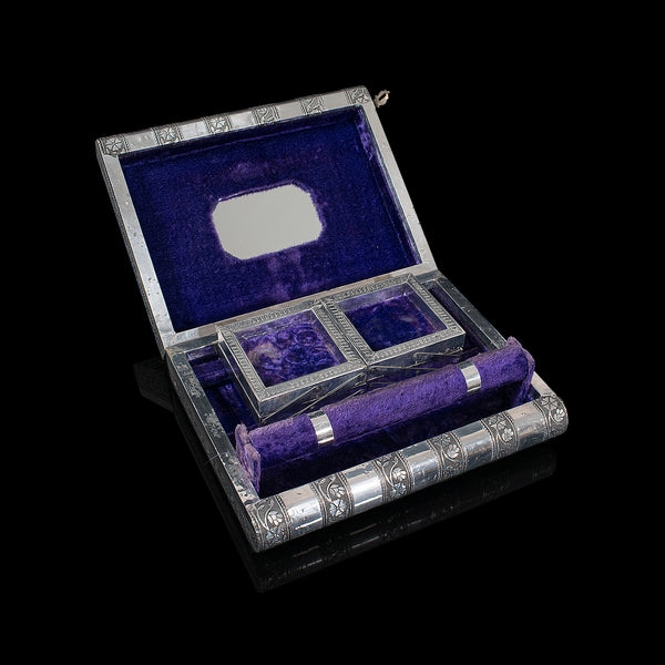 Vintage Decorative Jewellery Box, Indian Silver, Vanity Case, Late 20th Century