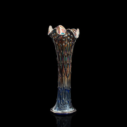 Tall Vintage Decorative Carnival Vase, English, Glass, Flower, Mid Century, 1950