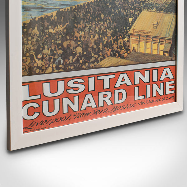 Vintage Cunard Cruise Line Poster, English, Print, RMS Lusitania, Maritime, Ship