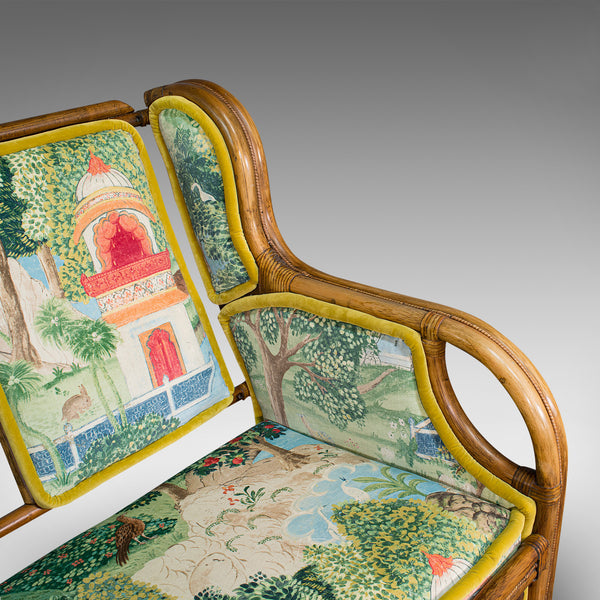 Vintage Colonial Loveseat, English, Bamboo, Bench, Sofa, Late 20th Century, 1970