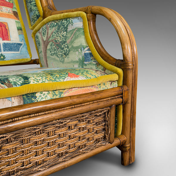 Vintage Colonial Loveseat, English, Bamboo, Bench, Sofa, Late 20th Century, 1970