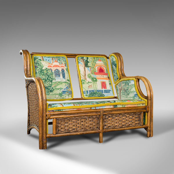 Vintage Colonial Loveseat, English, Bamboo, Bench, Sofa, Late 20th Century, 1970