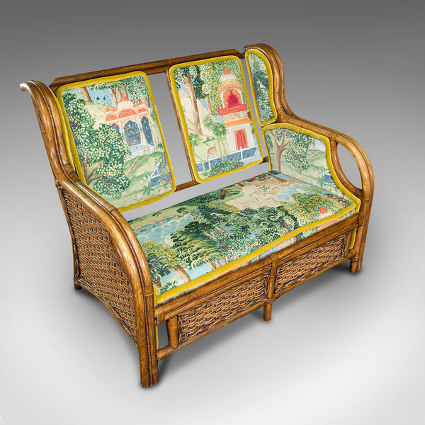 Vintage Colonial Loveseat, English, Bamboo, Bench, Sofa, Late 20th Century, 1970