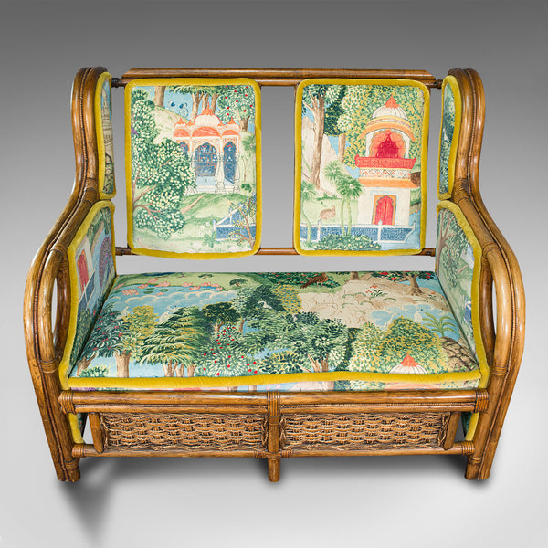 Vintage Colonial Loveseat, English, Bamboo, Bench, Sofa, Late 20th Century, 1970