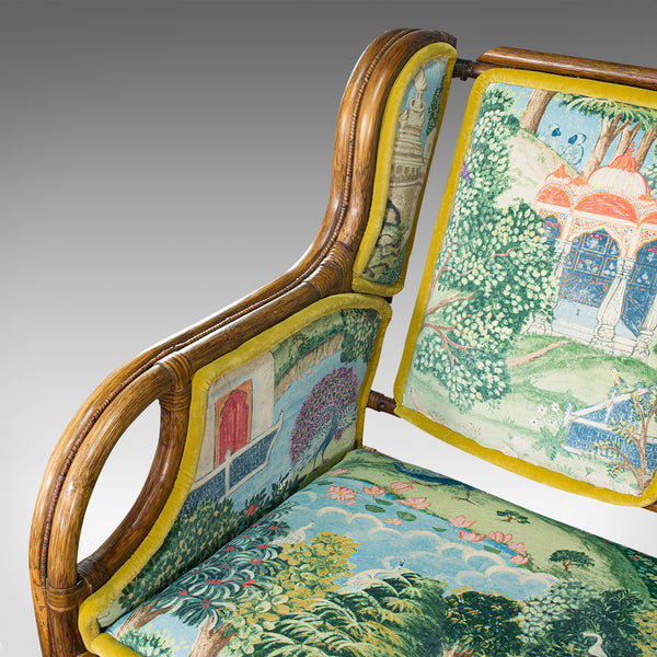 Vintage Colonial Loveseat, English, Bamboo, Bench, Sofa, Late 20th Century, 1970