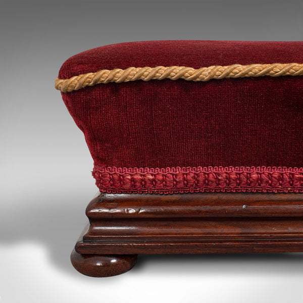 Small Antique Footstool, English, Walnut, Lounge Stool, Victorian, Circa 1880