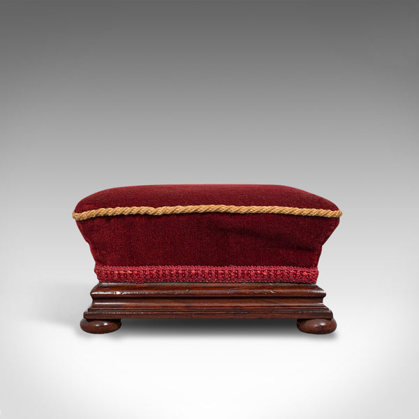 Small Antique Footstool, English, Walnut, Lounge Stool, Victorian, Circa 1880