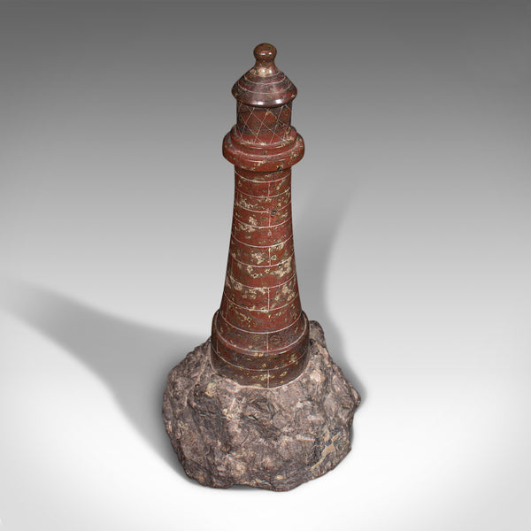 Antique Decorative Lighthouse, English, Cornish Serpentine, Marble, Ornament