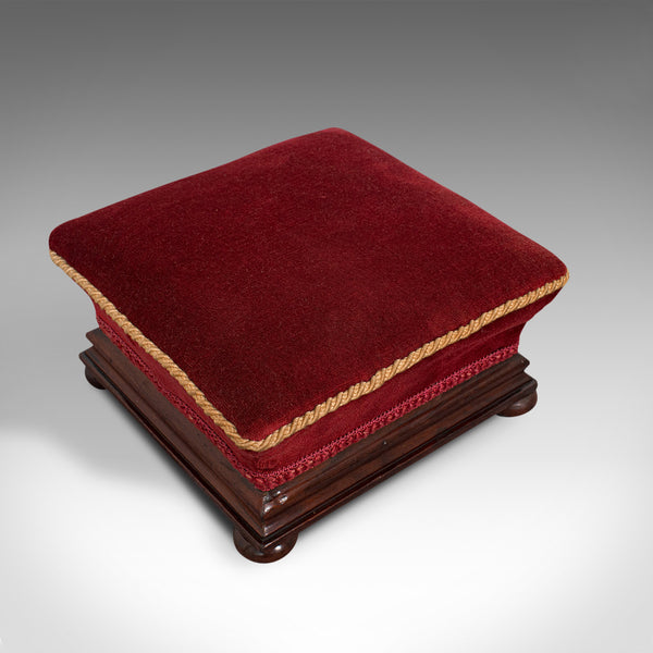 Small Antique Footstool, English, Walnut, Lounge Stool, Victorian, Circa 1880