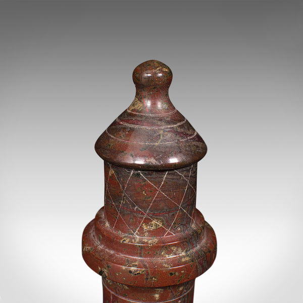 Antique Decorative Lighthouse, English, Cornish Serpentine, Marble, Ornament